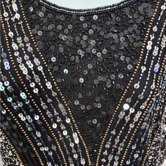 Macys 28th & Park Black Sequined Sheer Top New with all tags - Picture 2 of 12